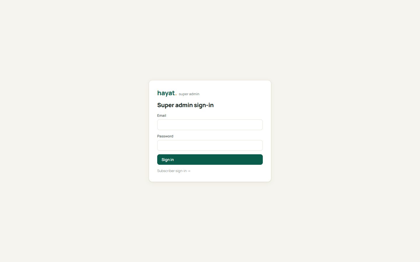 Super admin sign-in
