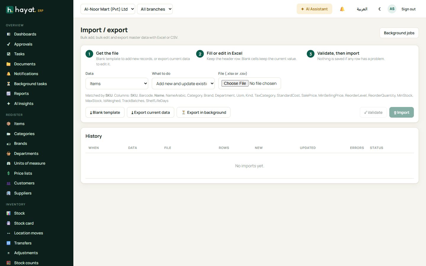 Import data