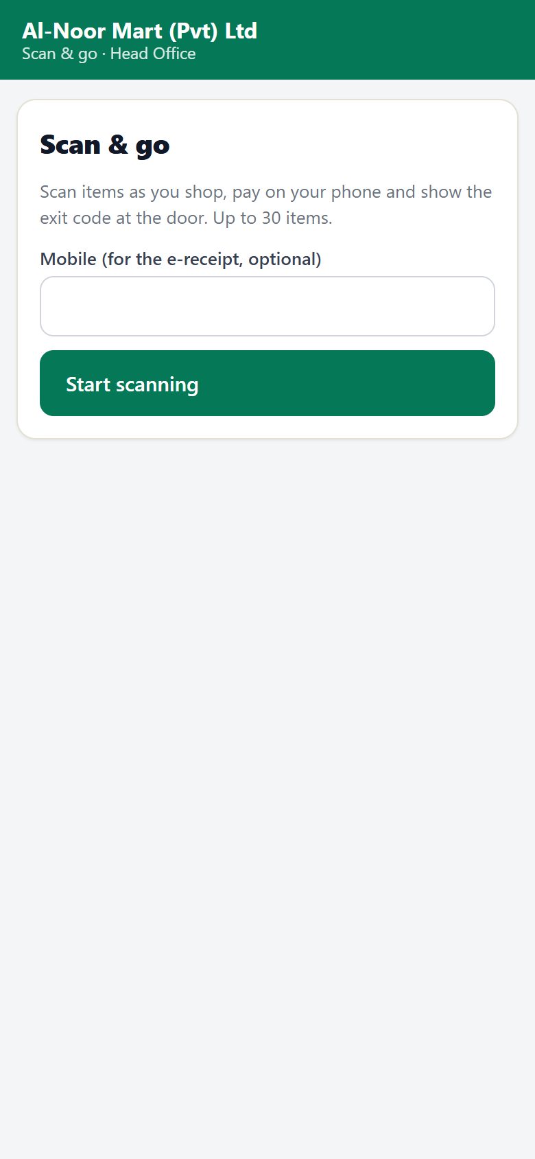 Scan & go on the phone