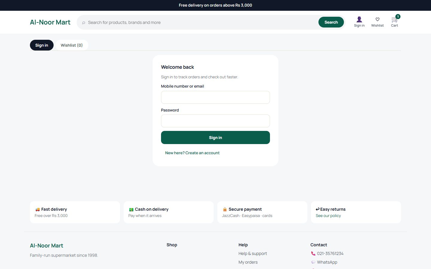 Shopper account