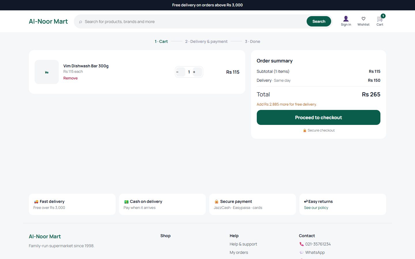 Cart and checkout