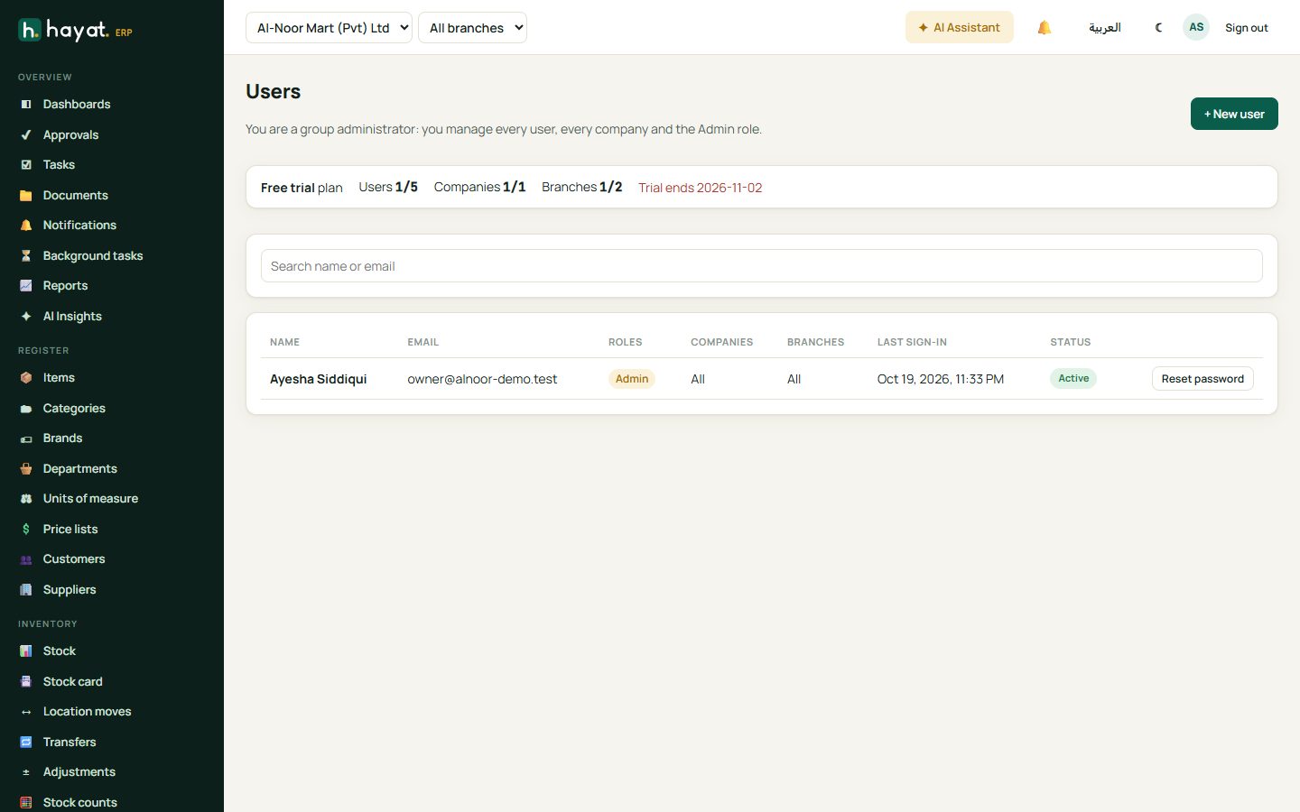 Users and roles